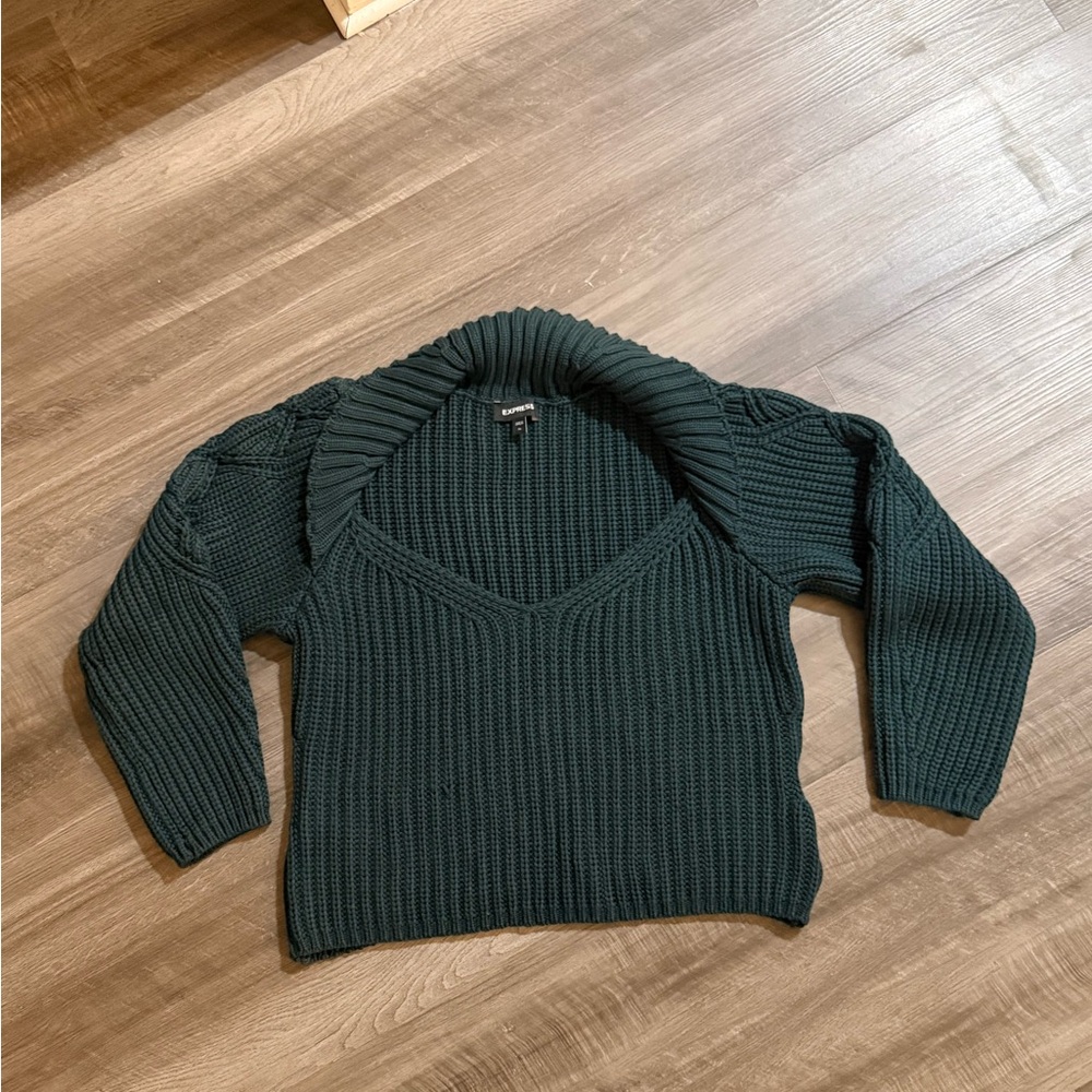 Express Women's XL Forest Green Sweater - Picture 2 of 7